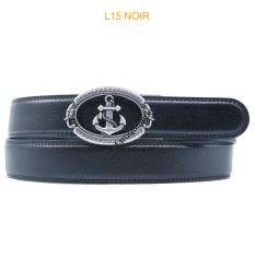 Ceinture automatique boucle crémaillère sans trous en croute de cuir de vachette 3.5 cm