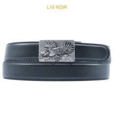 Ceinture automatique boucle crémaillère sans trous en croute de cuir de vachette 3.5 cm