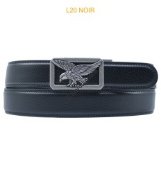 Ceinture automatique boucle crémaillère sans trous en croute de cuir de vachette 3.5 cm