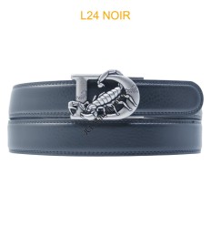 Ceinture automatique boucle crémaillère sans trous en croute de cuir de vachette 3.5 cm