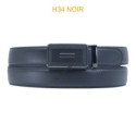 Ceinture automatique boucle crémaillère sans trous en croute de cuir de vachette 3.5 cm