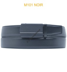 Ceinture automatique boucle crémaillère sans trous en croute de cuir de vachette 3.5 cm