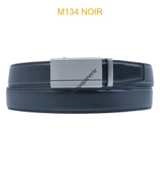 Ceinture automatique boucle crémaillère sans trous en croute de cuir de vachette 3.5 cm