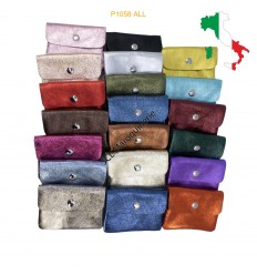 Petit porte monnaie en cuir irisé métallisé pailleté