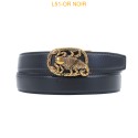 Ceinture automatique boucle crémaillère sans trous en croute de cuir de vachette 3.5 cm