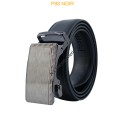 Ceinture automatique boucle crémaillère sans trous en croute de cuir de vachette 3.5 cm