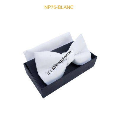 Nœuds papillon pour homme avec mouchoir en boîte BLANC