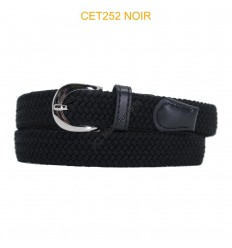 Ceinture élastique tressée fine NOIR