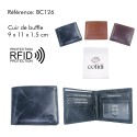 Portefeuille COTIDI italien bifold anti RFID en cuir buffle BC126
