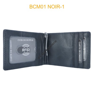 BIAL Portefeuille Homme Cuir RFID - 9 Cartes, Fenêtre ID, Compartiment Billets - Noir Avec Boîte Cadeau