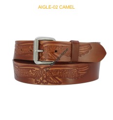 Ceinture en cuir de buffle largeur 4 cm AIGLE-01