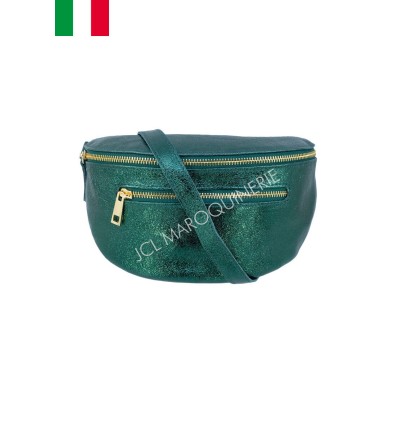 Sac banane cuir irisé avec fermeture métallique Taille M
