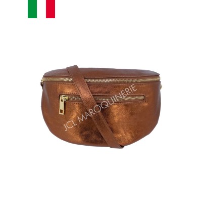 Sac banane cuir irisé avec fermeture métallique Taille M