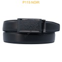 Ceinture automatique boucle crémaillère sans trous en croute de cuir de vachette 3.5 cm