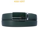 Ceinture automatique boucle crémaillère sans trous en croute de cuir de vachette 3.5 cm