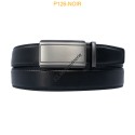 Ceinture automatique boucle crémaillère sans trous en croute de cuir de vachette 3.5 cm