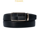 Ceinture automatique boucle crémaillère sans trous en croute de cuir de vachette 3.5 cm