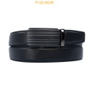 Ceinture automatique boucle crémaillère sans trous en croute de cuir de vachette 3.5 cm