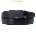 Ceinture automatique boucle crémaillère sans trous en croute de cuir de vachette 3.5 cm