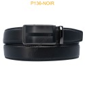 Ceinture automatique boucle crémaillère sans trous en croute de cuir de vachette 3.5 cm