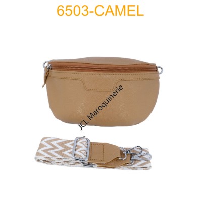 Sac banane en cuir avec bandoulière motif