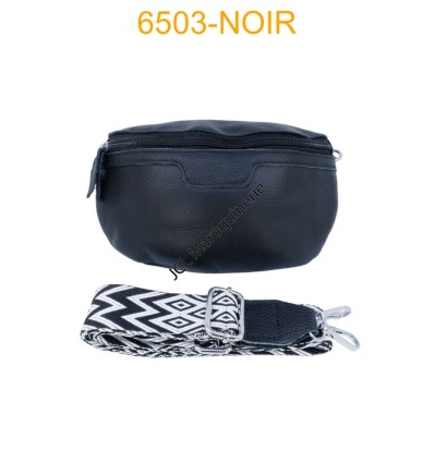 Sac banane en cuir avec bandoulière motif