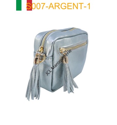 Sac bandoulière en cuir irisé avec fermeture métallique Fabriqué en Italie