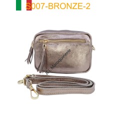 Sac bandoulière en cuir irisé avec fermeture métallique Fabriqué en Italie