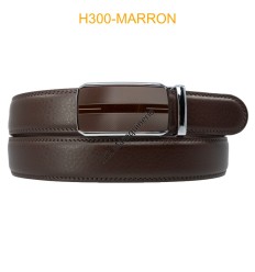 Ceinture automatique boucle crémaillère sans trous en croute de cuir de vachette 3.5 cm