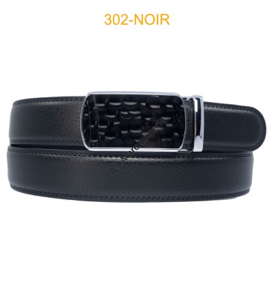 Ceinture automatique boucle crémaillère sans trous en croute de cuir de vachette 3.5 cm