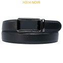 Ceinture automatique boucle crémaillère sans trous en croute de cuir de vachette 3.5 cm