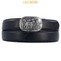 Ceinture automatique boucle crémaillère sans trous en croute de cuir de vachette 3.5 cm