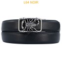 Ceinture automatique boucle crémaillère sans trous en croute de cuir de vachette 3.5 cm