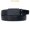 Ceinture automatique boucle crémaillère sans trous en croute de cuir de vachette 3.5 cm