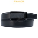 Ceinture automatique boucle crémaillère sans trous en croute de cuir de vachette 3.5 cm