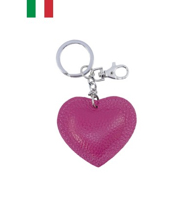 Porte clé en cuir de vachette forme coeur Fabriqué en Italie