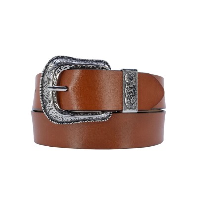 Ceinture femme en cuir large avec boucle style western