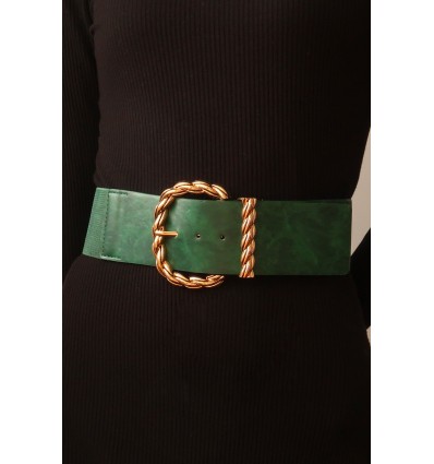 Ceinture large élastique boucle dorée noir