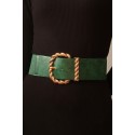 Ceinture large élastique boucle dorée vert