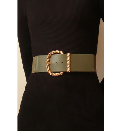 Ceinture large élastique boucle dorée noir