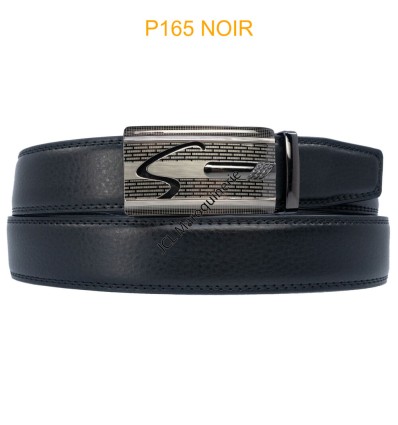 Ceinture automatique boucle crémaillère sans trous en croute de cuir de vachette 3.5 cm - 4