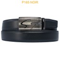 Ceinture automatique boucle crémaillère sans trous en croute de cuir de vachette 3.5 cm