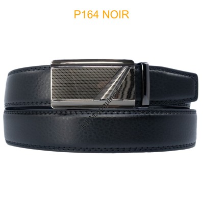 Ceinture automatique boucle crémaillère sans trous en croute de cuir de vachette 3.5 cm - 4