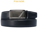 Ceinture automatique boucle crémaillère sans trous en croute de cuir de vachette 3.5 cm