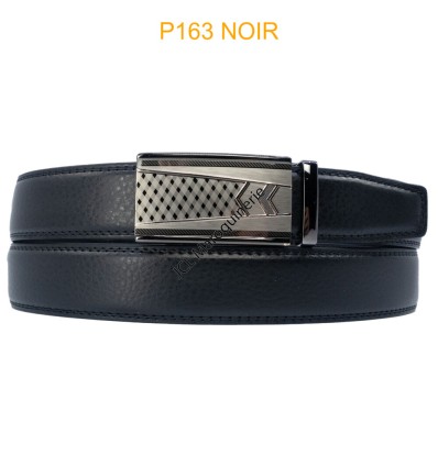 Ceinture automatique boucle crémaillère sans trous en croute de cuir de vachette 3.5 cm - 4