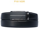 Ceinture automatique boucle crémaillère sans trous en croute de cuir de vachette 3.5 cm