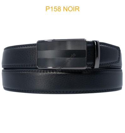 Ceinture automatique boucle crémaillère sans trous en croute de cuir de vachette 3.5 cm - 4