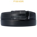 Ceinture automatique boucle crémaillère sans trous en croute de cuir de vachette 3.5 cm