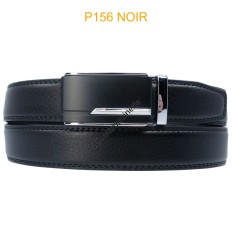 Ceinture automatique boucle crémaillère sans trous en croute de cuir de vachette 3.5 cm - 4
