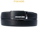 Ceinture automatique boucle crémaillère sans trous en croute de cuir de vachette 3.5 cm